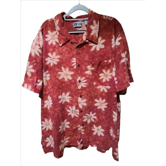 UN TIED HAWAIIAN Short Sleeve Button Up Shirt Red Mens Size Large - Picture 1 of 5